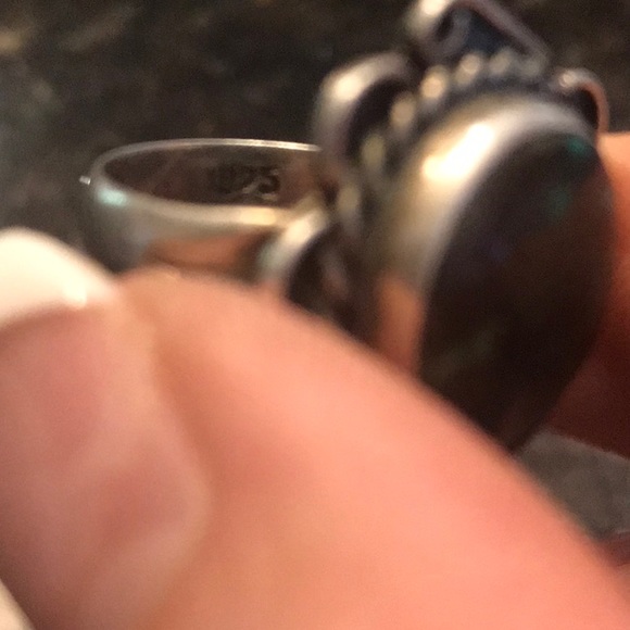 Silver Native American Turquoise Ring Sz 6 925 - Picture 5 of 7